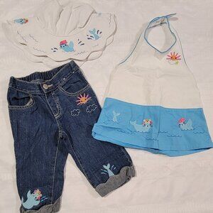 Gymboree Rainbow Cabana 3T NWT top, Used 4T-5T Hat & 3T Capri Set. Mixed Z33